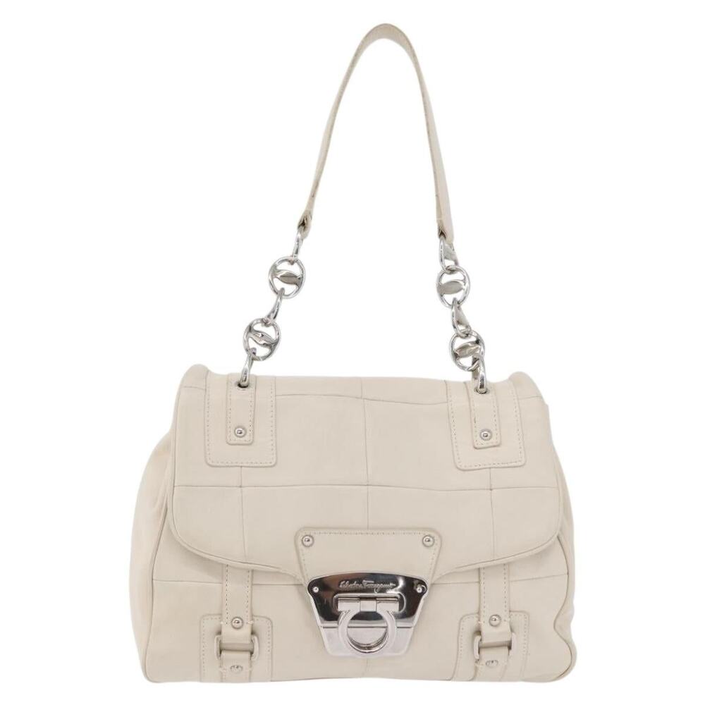 Salvatore Ferragamo Leather One Belt Handbag White